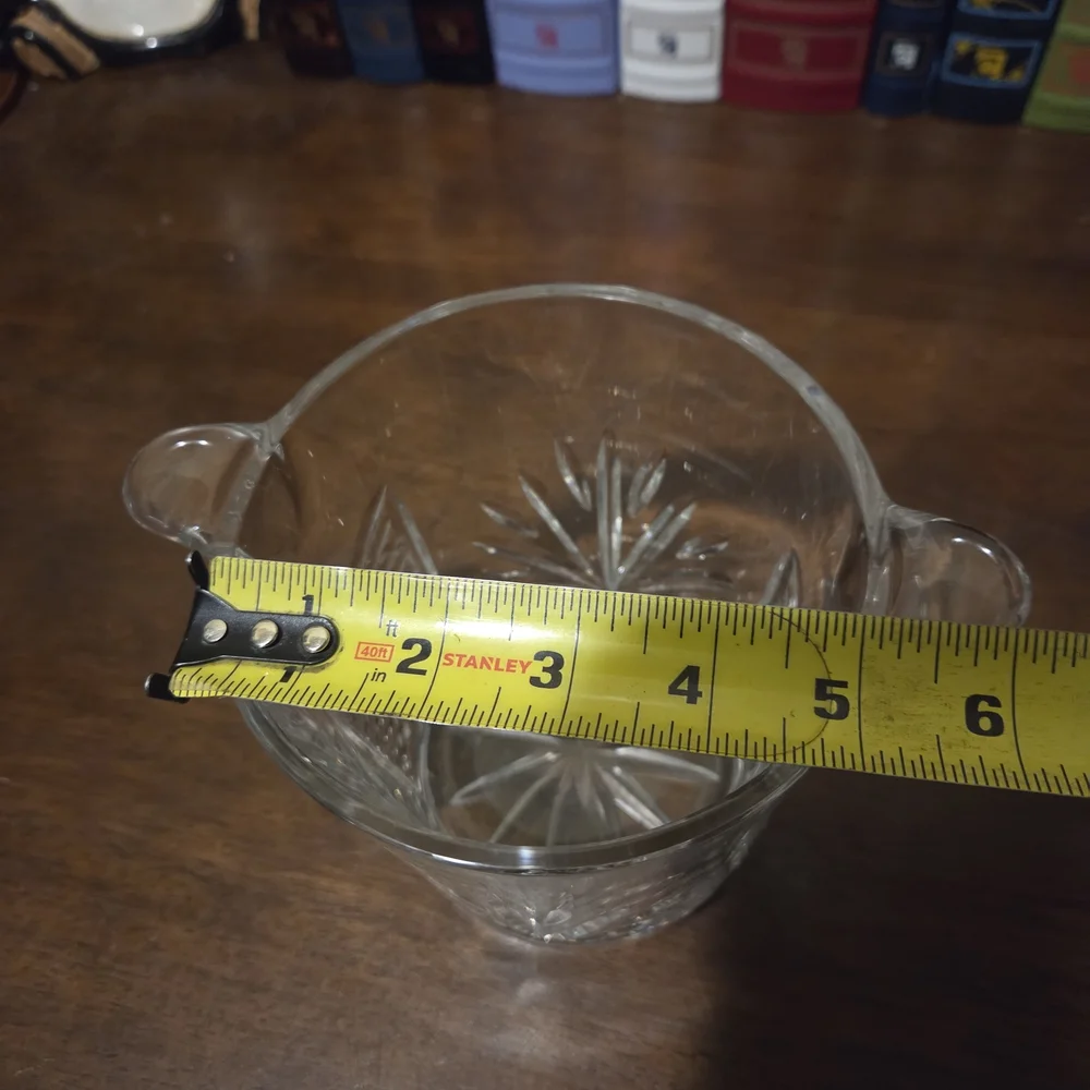 Elegant Clear Glass Ice Bucket with Handles